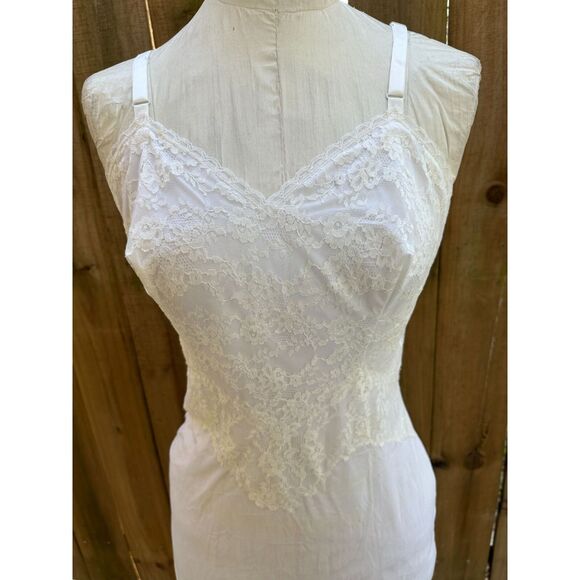 Vintage 60s MISTEE White Nylon Lace FULL SLIP 36 - Picture 2 of 10